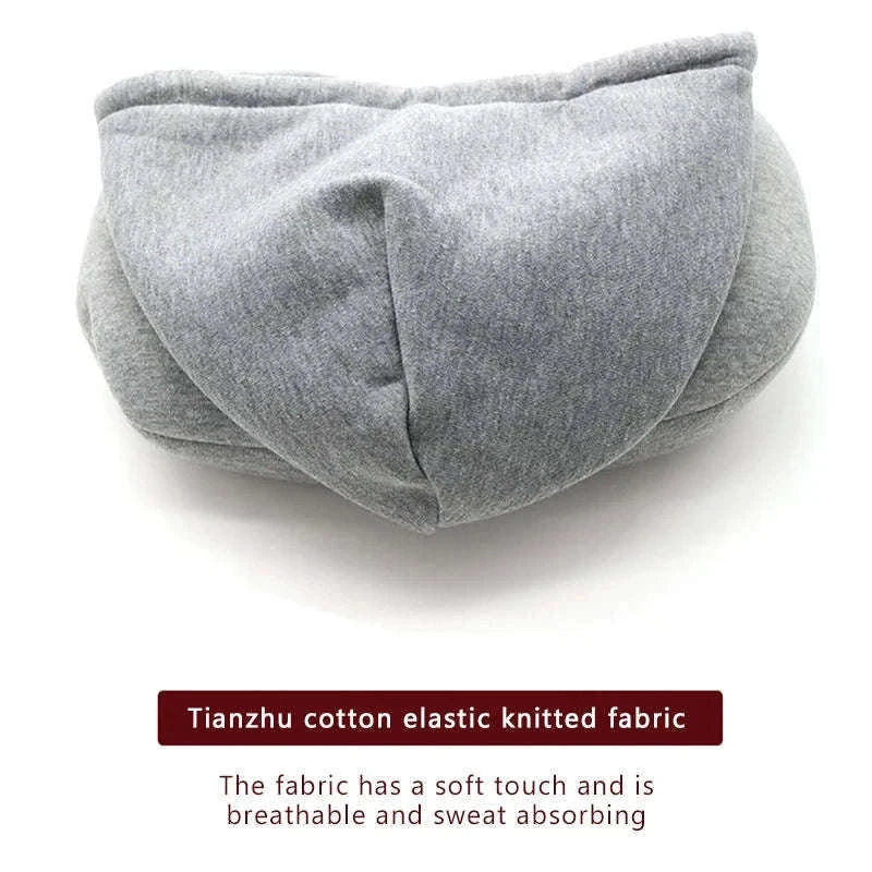 Portable U-Shape Travel Neck Pillow with Hood-Black