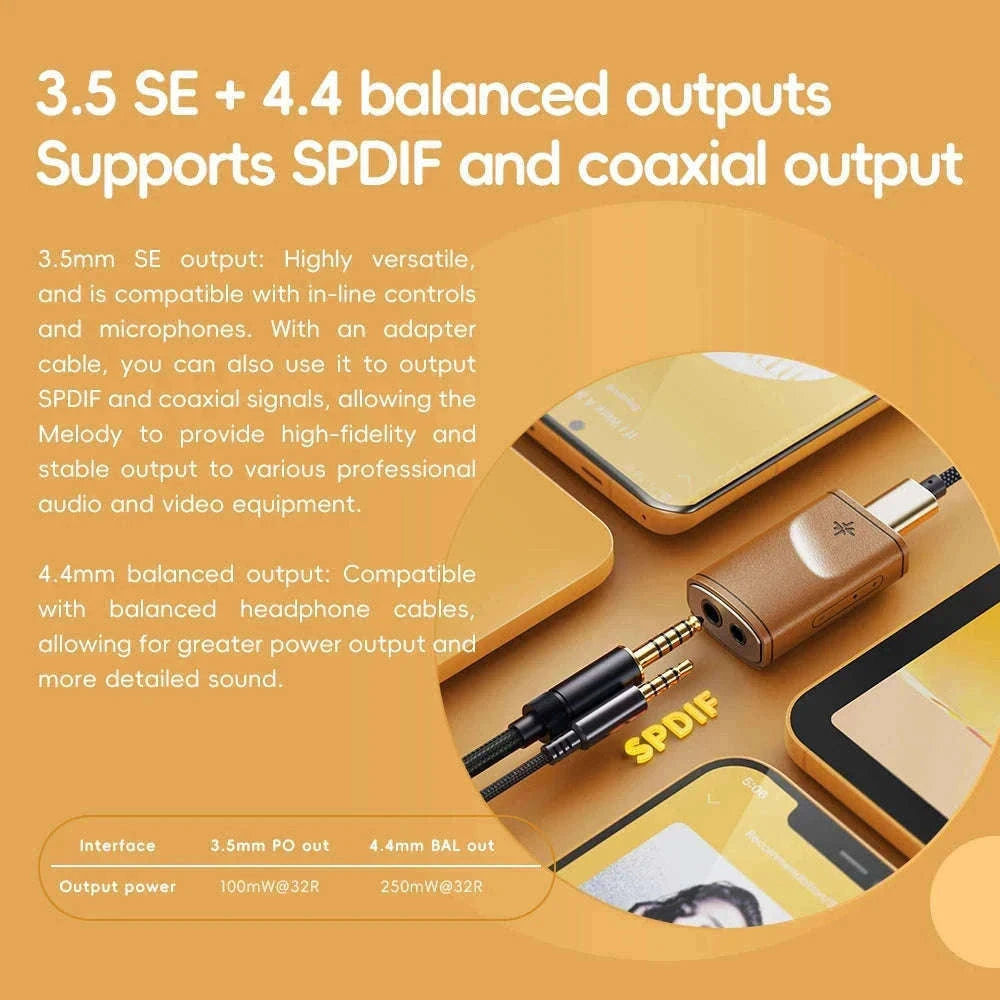 Portable USB DAC Headphone Amplifier with 4.4mm Balanced & 3.5mm Output-walnut color