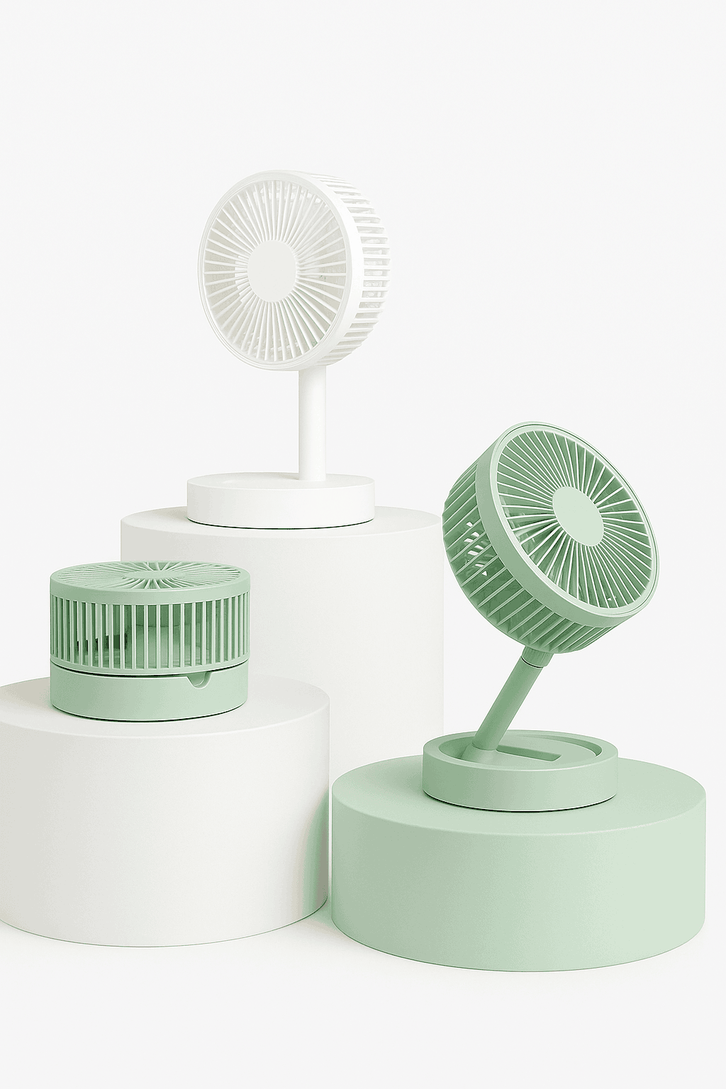 Portable USB Folding Desk Fan with 3 Speeds & Timer-Charging White