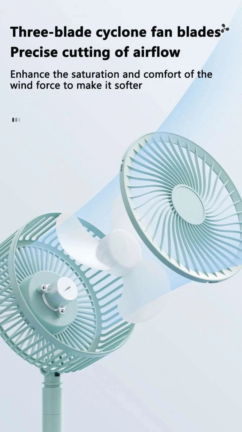 Portable USB Folding Desk Fan with 3 Speeds & Timer-Charging White