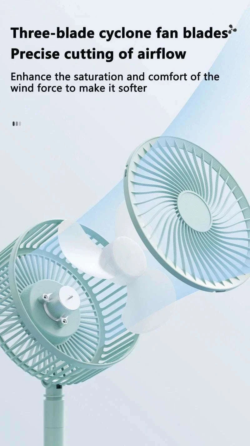 Portable USB Folding Desk Fan with 3 Speeds & Timer-Charging White