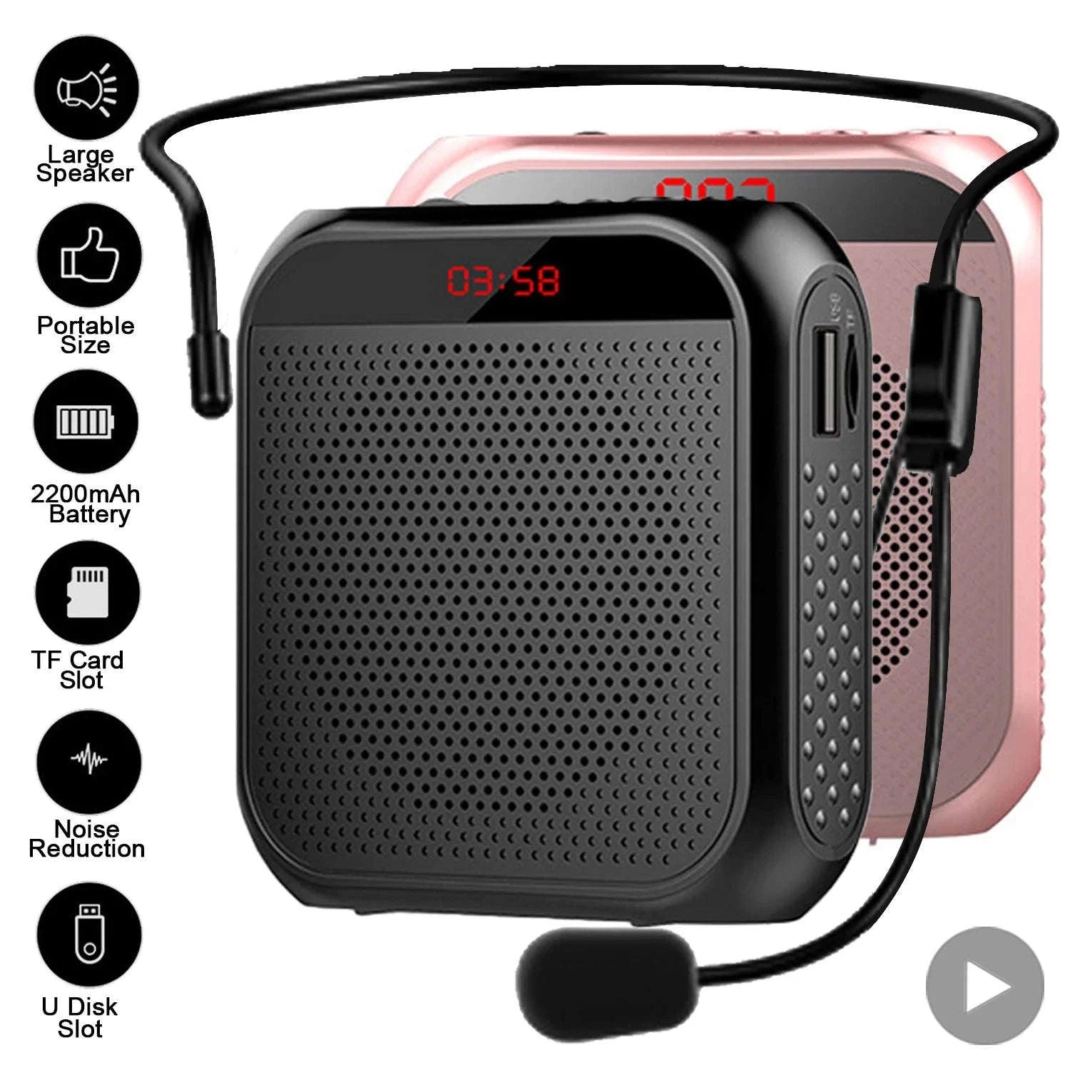 Portable Voice Amplifier Megaphone-black