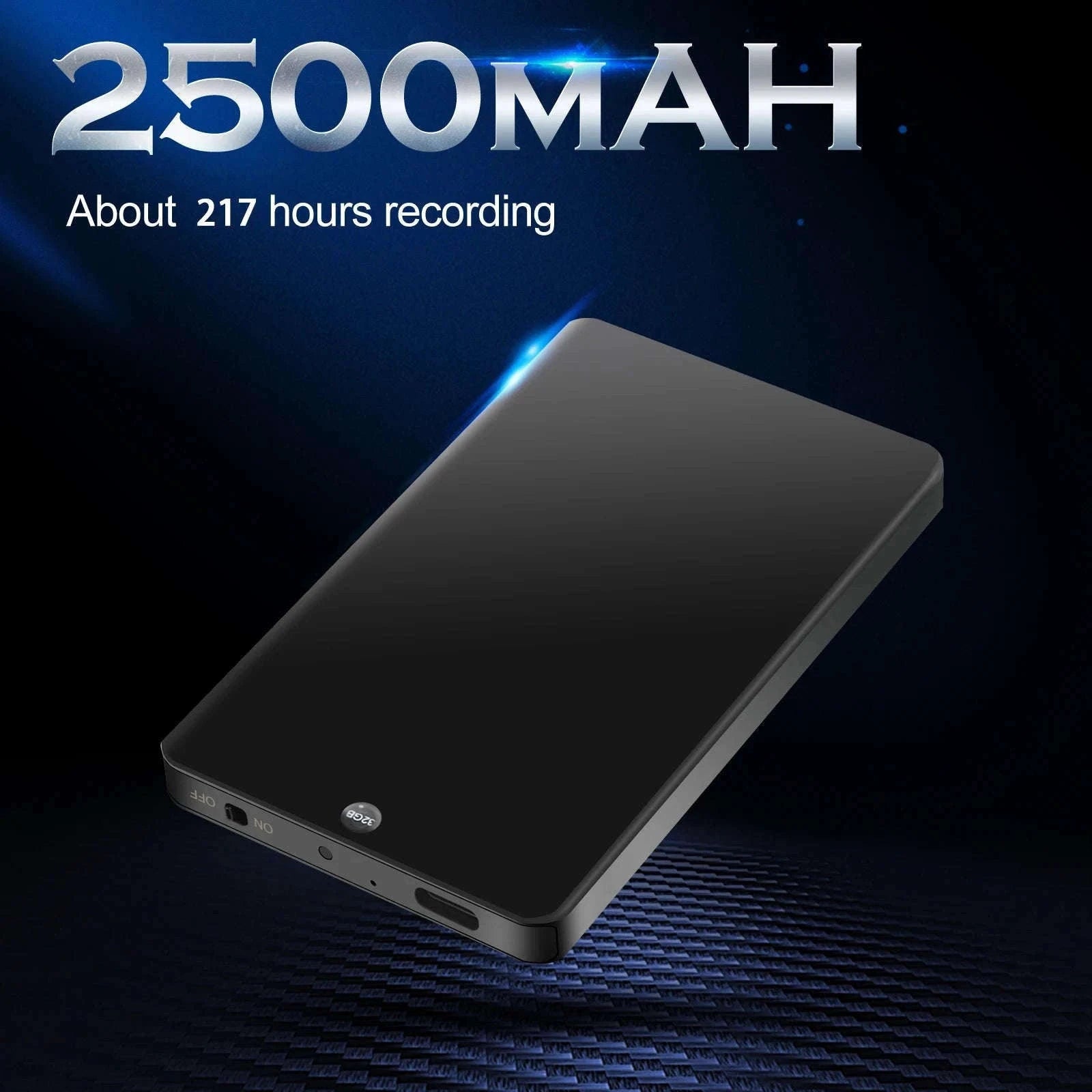 Portable Voice Recorder with 64GB/128GB Memory & One-Touch Recording-black / China Mainland / 32 GB