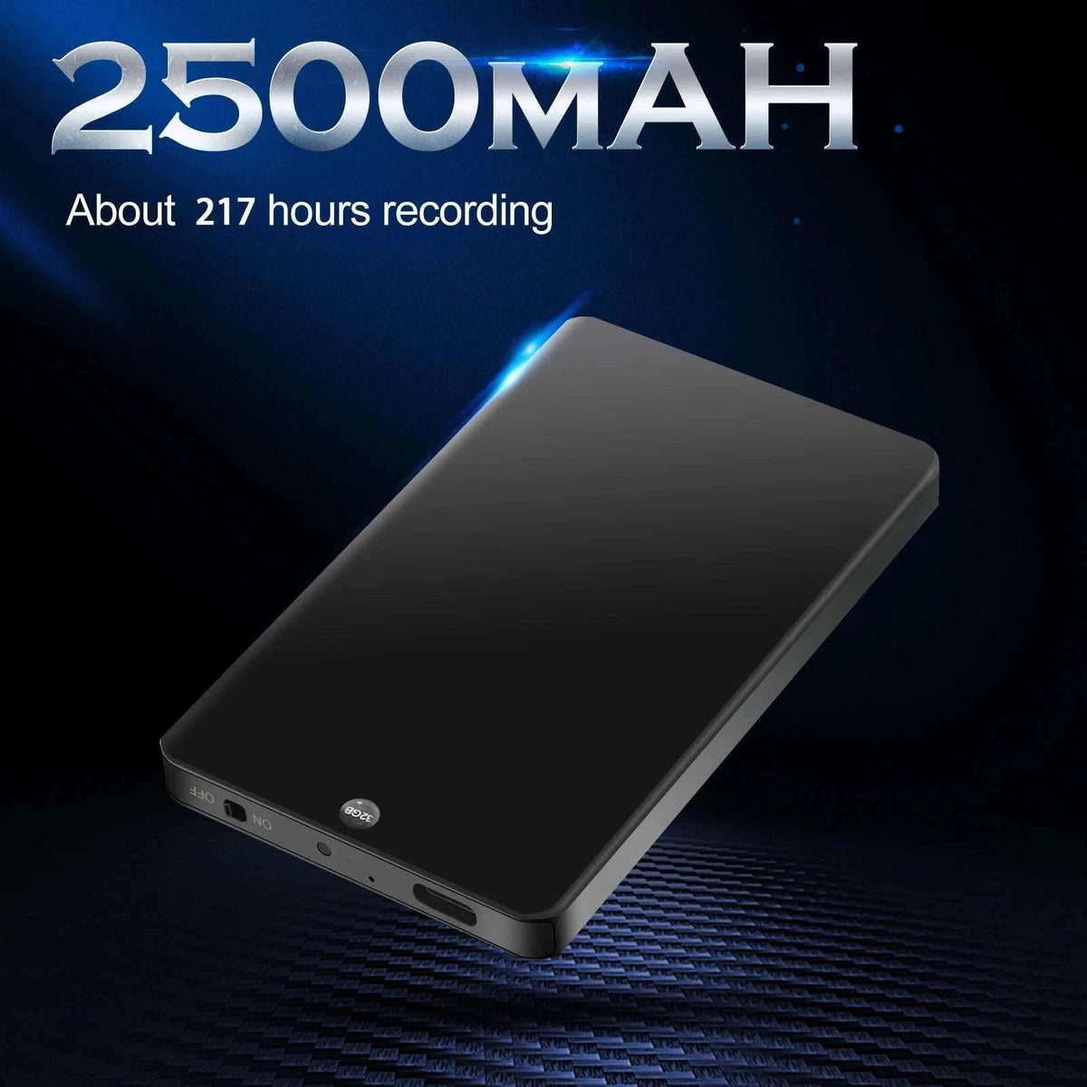 Portable Voice Recorder with 64GB/128GB Memory & One-Touch Recording-black / China Mainland / 32 GB