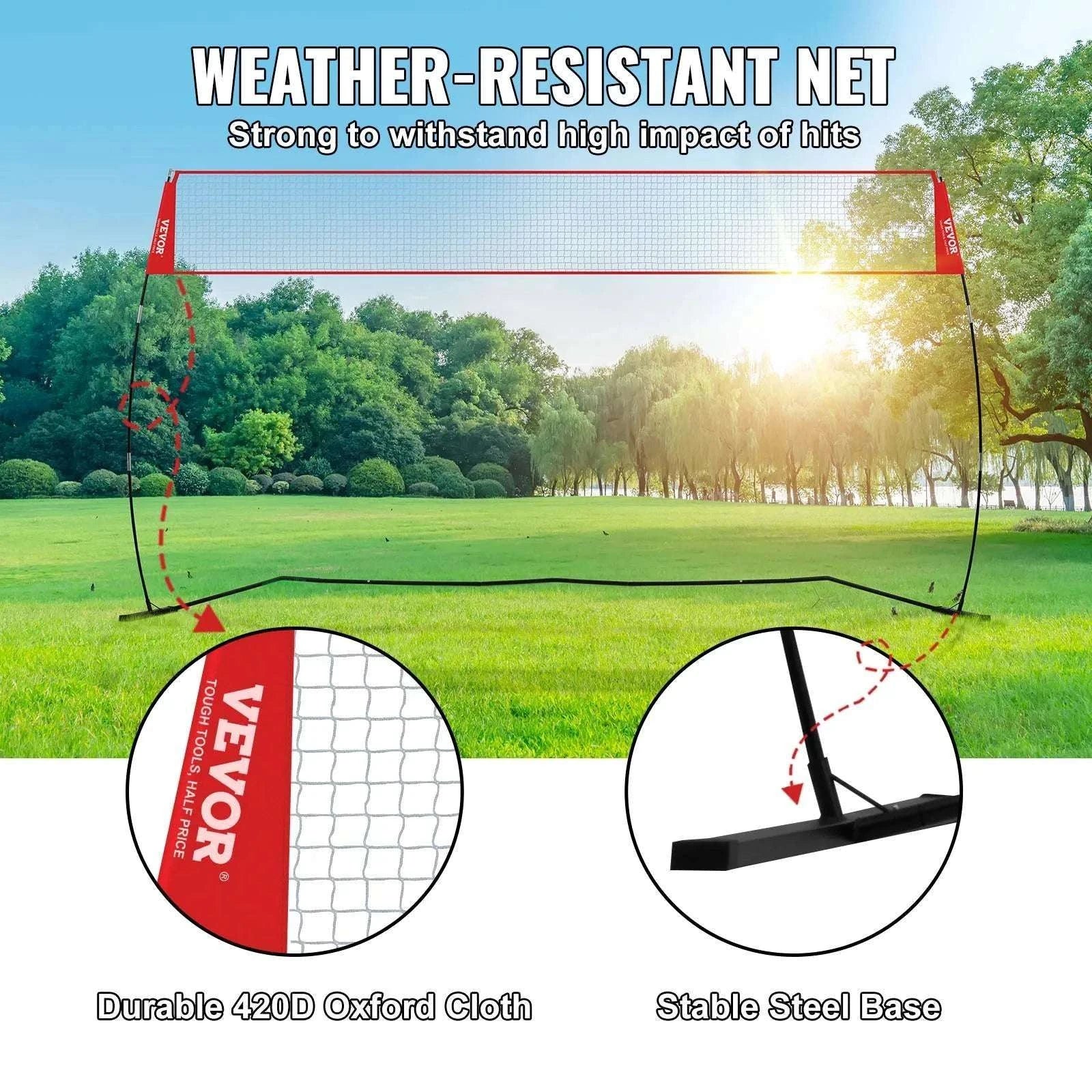 Portable Volleyball Net Set with Adjustable Height and Carry Bag-14FT / UNITED KINGDOM