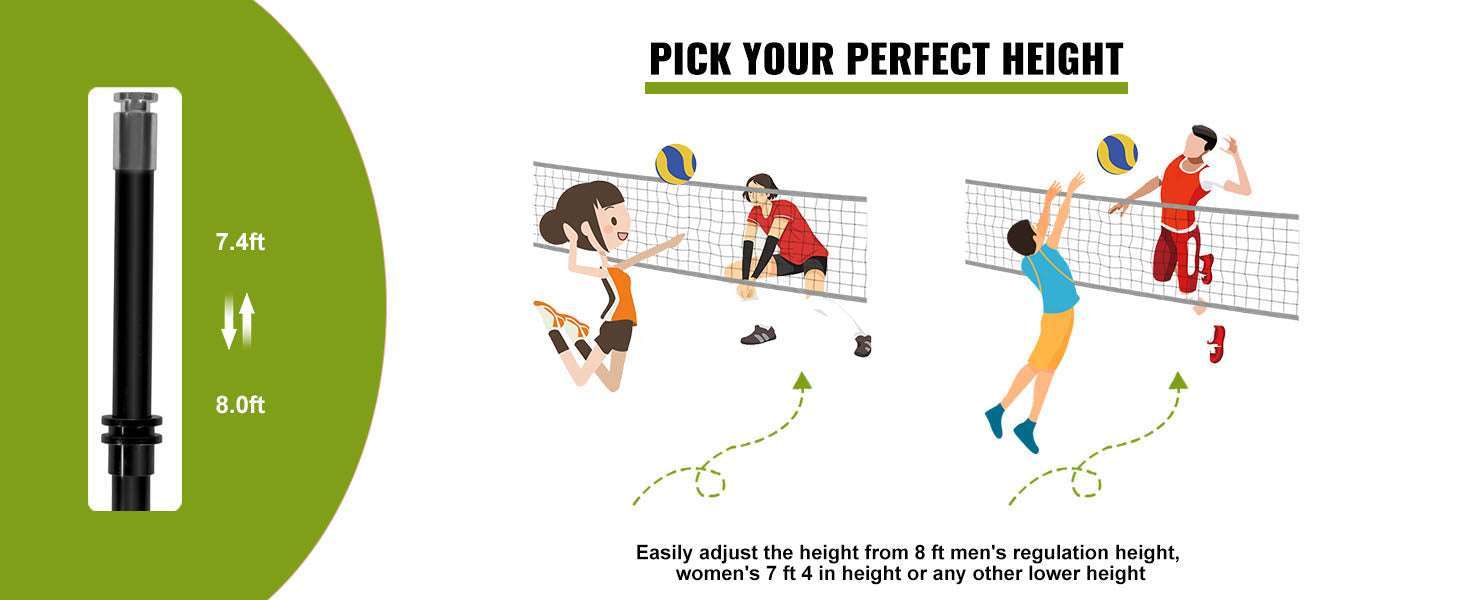 Portable Volleyball Net Set with Adjustable Height and Carry Bag-14FT / UNITED KINGDOM
