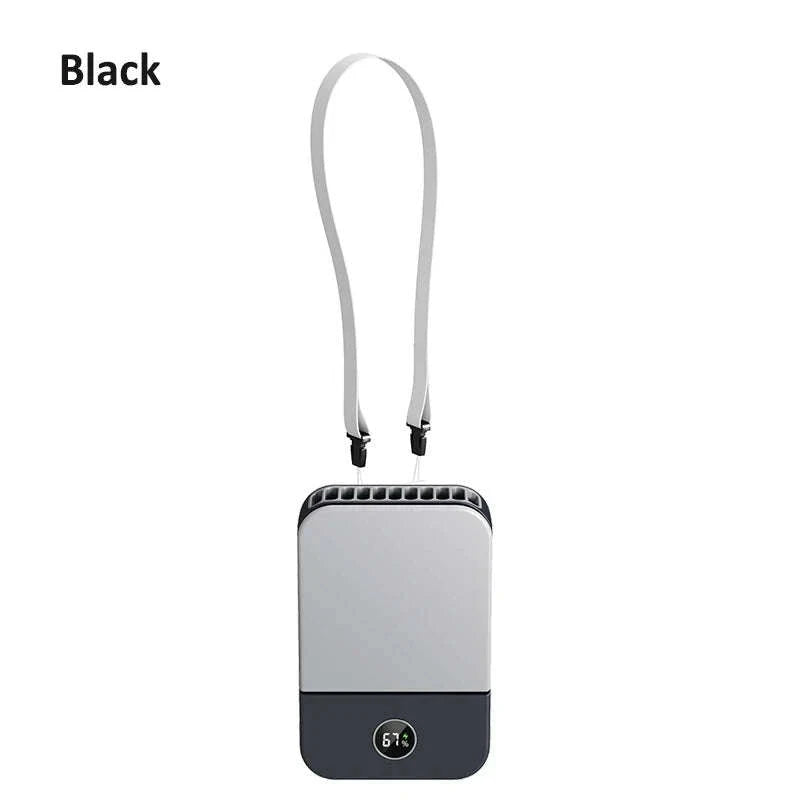 Portable Waist & Neck Fan with 3 Speeds and 2000mAh Battery-Black / China Mainland
