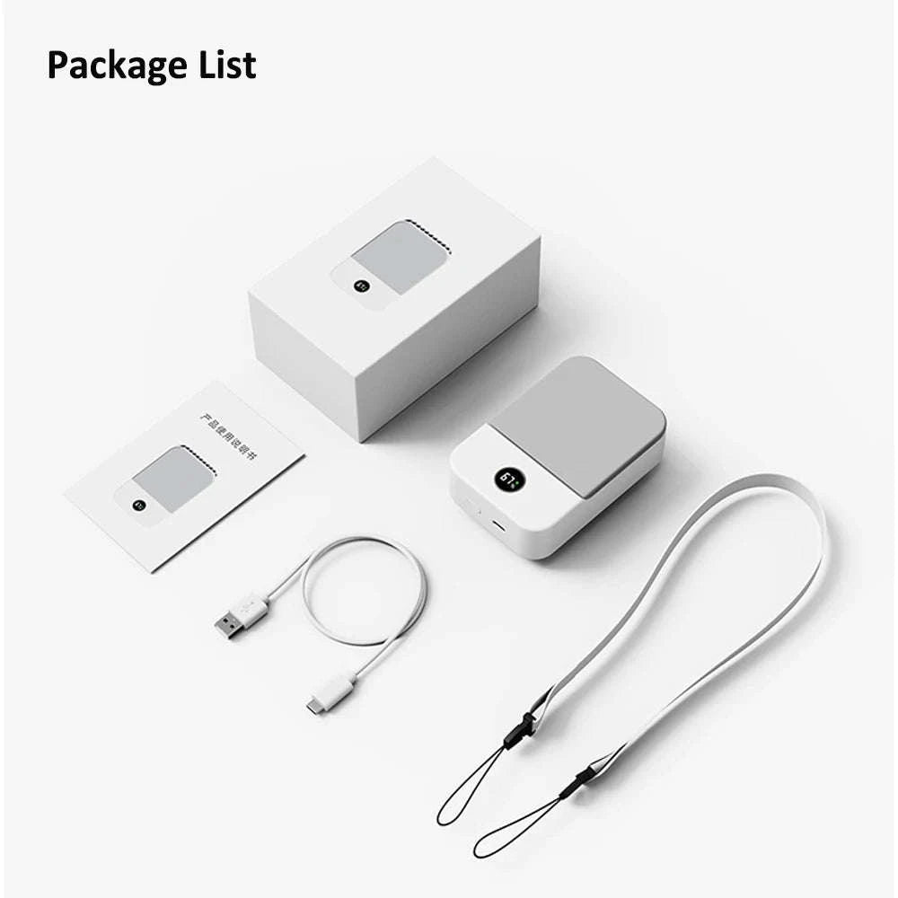 Portable Waist & Neck Fan with 3 Speeds and 2000mAh Battery-White / China Mainland