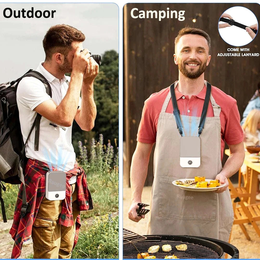 Portable Waist & Neck Fan with 3 Speeds and 2000mAh Battery-White / China Mainland
