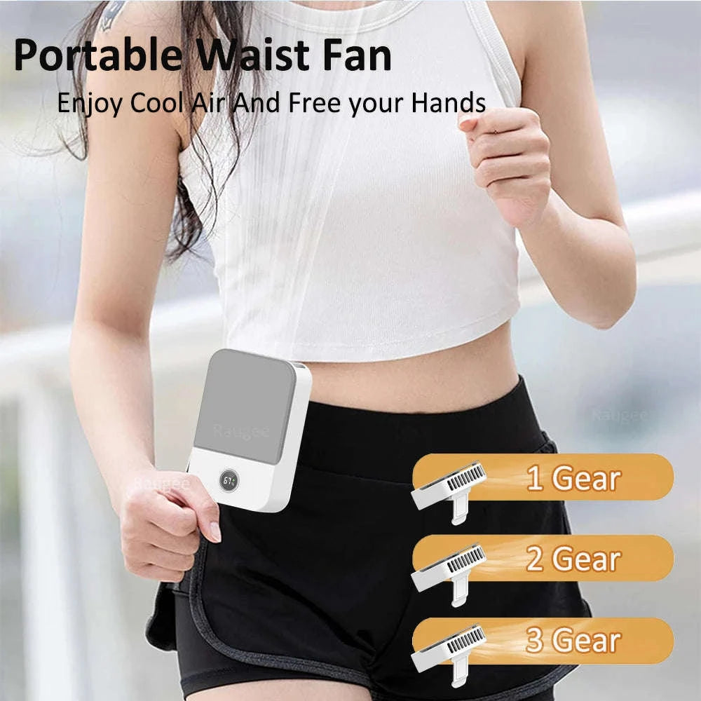 Portable Waist & Neck Fan with 3 Speeds and 2000mAh Battery-White / China Mainland