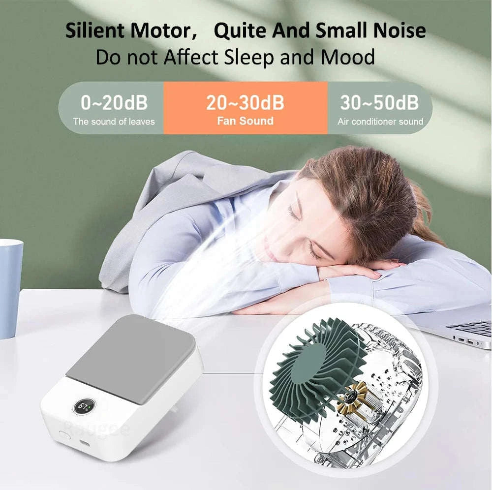 Portable Waist & Neck Fan with 3 Speeds and 2000mAh Battery-White / China Mainland