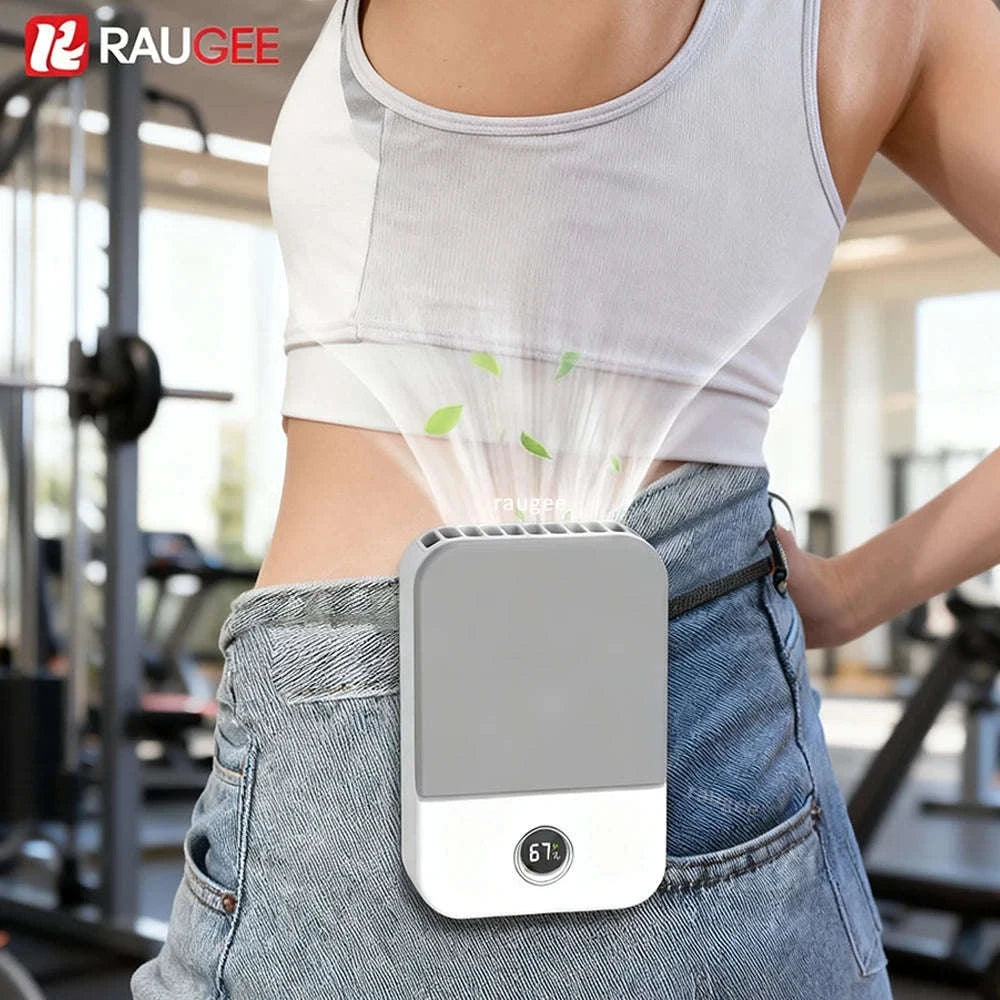 Portable Waist & Neck Fan with 3 Speeds and 2000mAh Battery-White / China Mainland