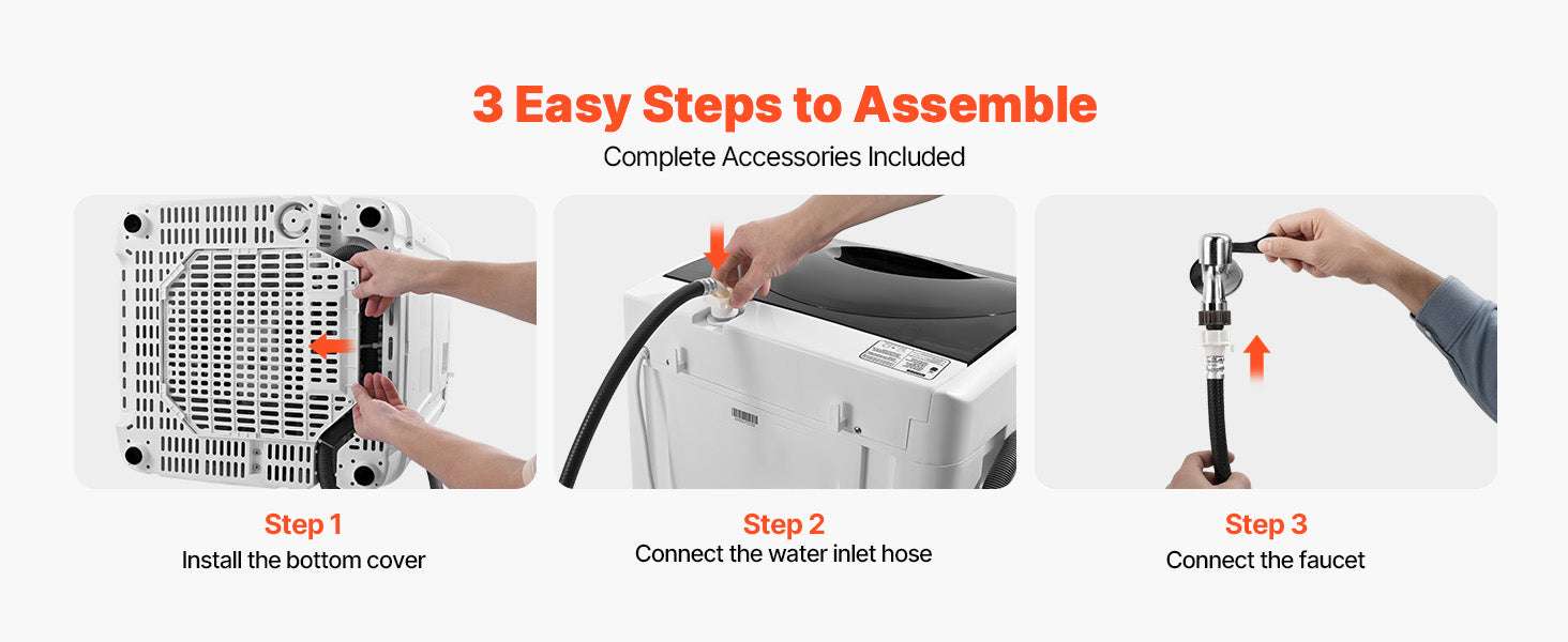 Portable Washing Machine 1.3 cu.ft with 8 Programs LED Display-280w / United States