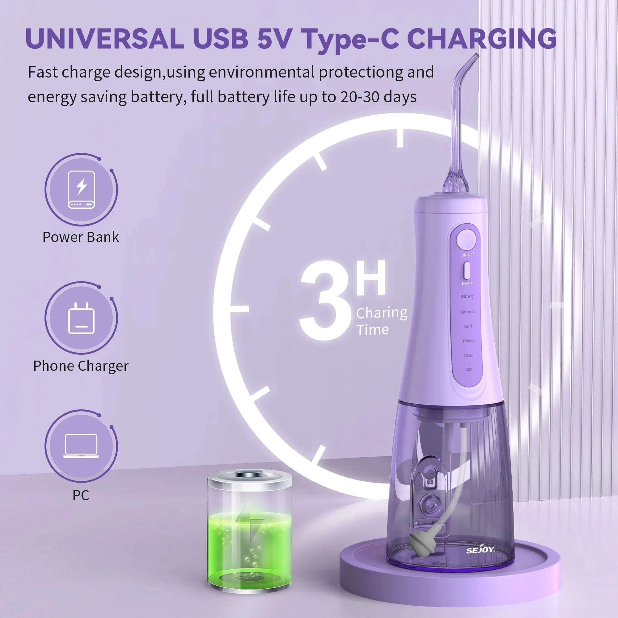 Portable Water Flosser 350ML Rechargeable Oral Irrigator-Pink / United States