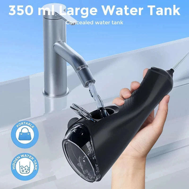 Portable Water Flosser Oral Irrigator with 5 Modes & 350ML Tank-black / UNITED KINGDOM
