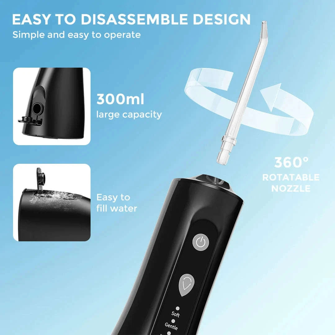 Portable Water Flosser Oral Irrigator with 5 Modes & 350ML Tank-black / UNITED KINGDOM