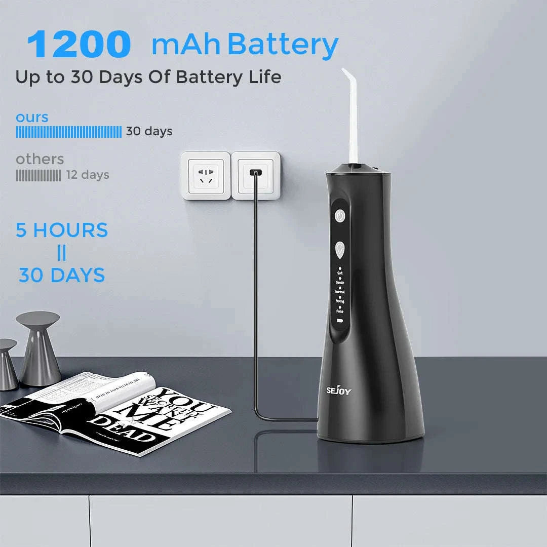 Portable Water Flosser Oral Irrigator with 5 Modes & 350ML Tank-black / UNITED KINGDOM