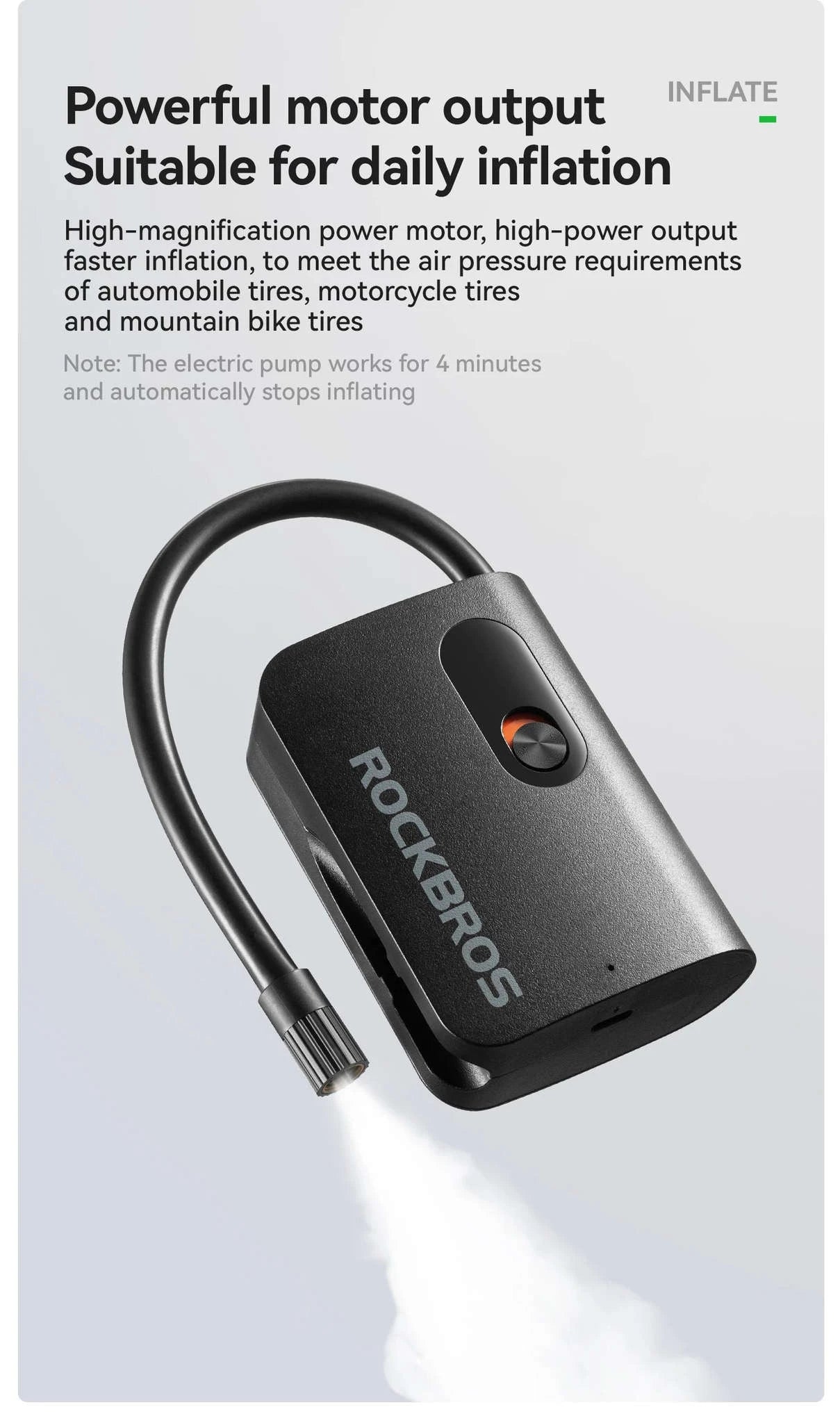 Portable Wireless Electric Tire Pump 2000mAh Mini Inflator-QJCQBAIR