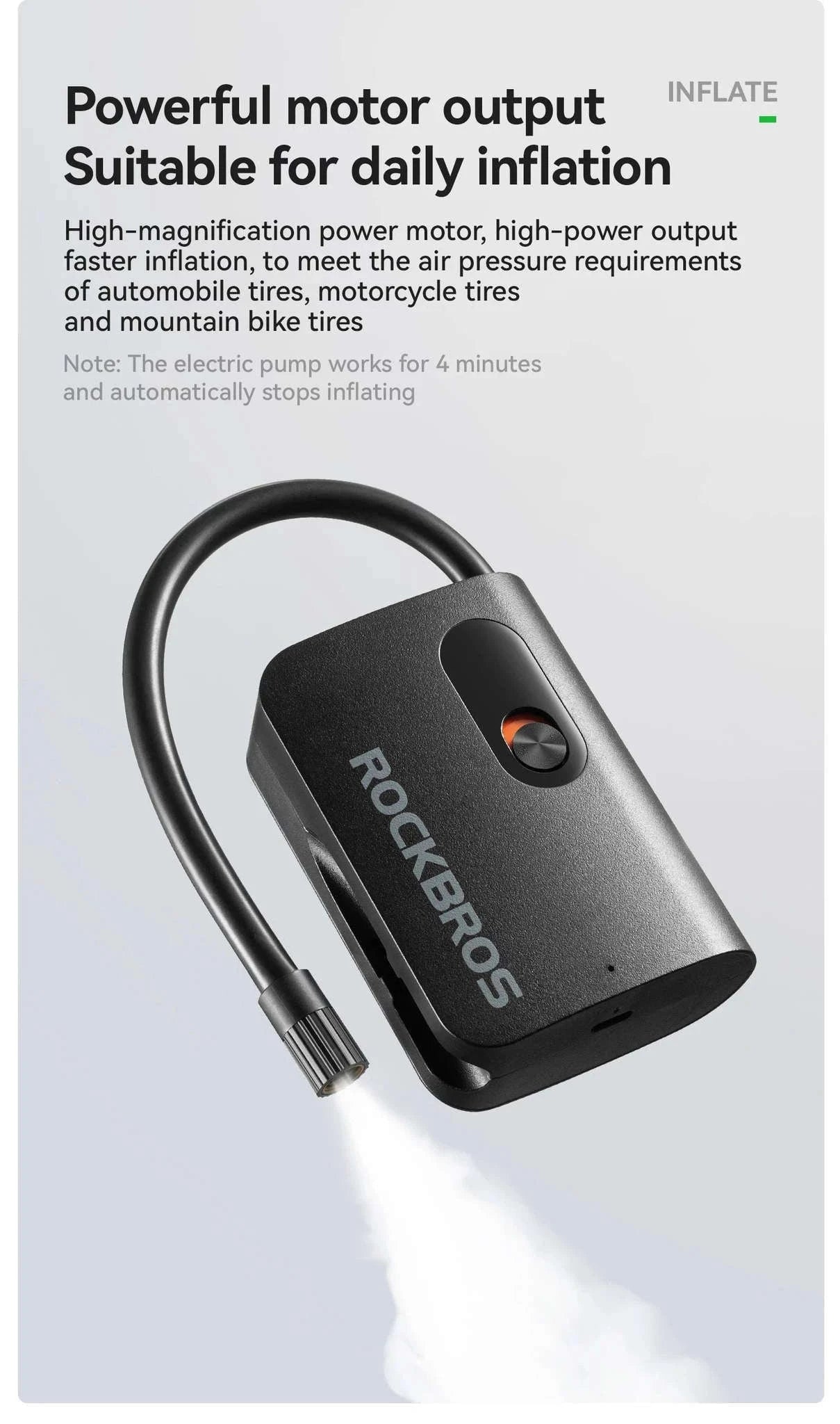 Portable Wireless Electric Tire Pump 2000mAh Mini Inflator-QJCQBAIR