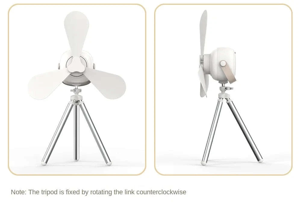 Portable Wireless Mini Ceiling Fan with LED Light and Remote-White 2400mAh