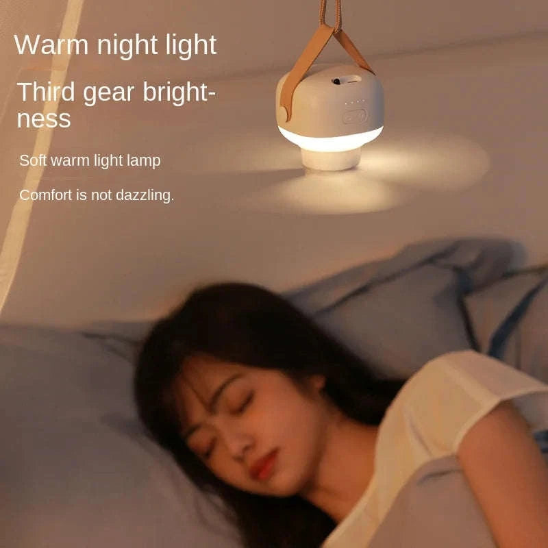 Portable Wireless Mini Ceiling Fan with LED Light and Remote-White 2400mAh