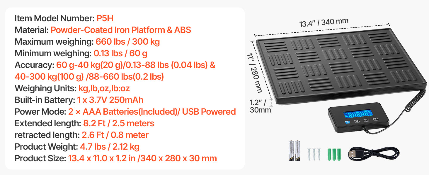 660 lb Digital Postal Scale with Dual Accuracy & Detachable Display