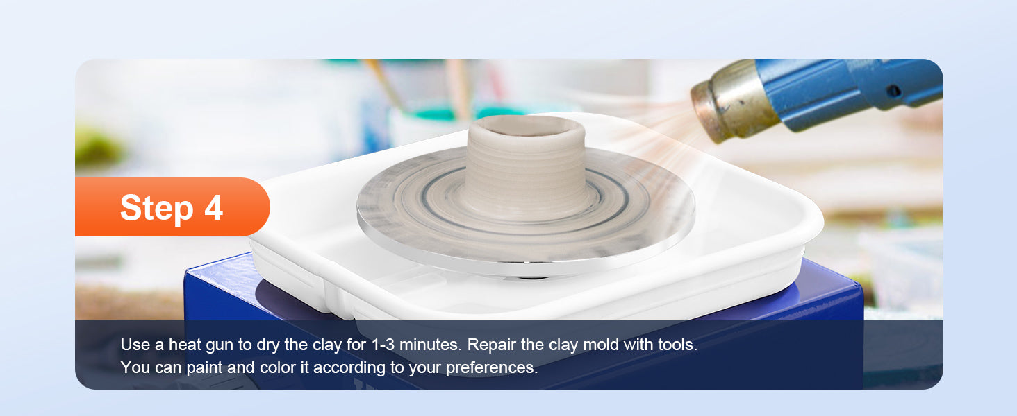 Mini Pottery Wheel Kit with Adjustable Speed & Dual Turntables