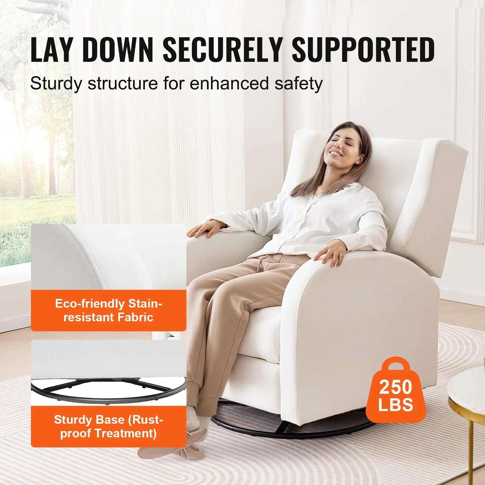 Power Recliner Swivel Glider Chair with 165° Recline & 240° Rotation-Light Gray / GERMANY