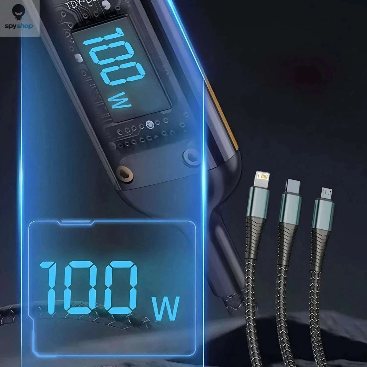 PowerFlex 100W 3-in-1 Fast Charging Cable-black / 1.2m