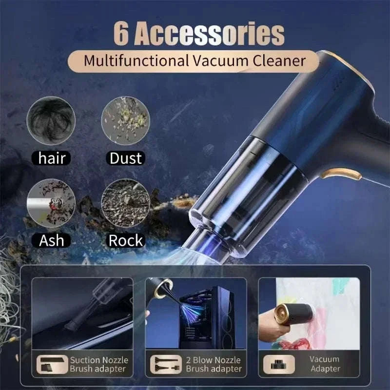 Powerful Mini Car Vacuum Cleaner Cordless 98000PA-Basic 4hepa Bag