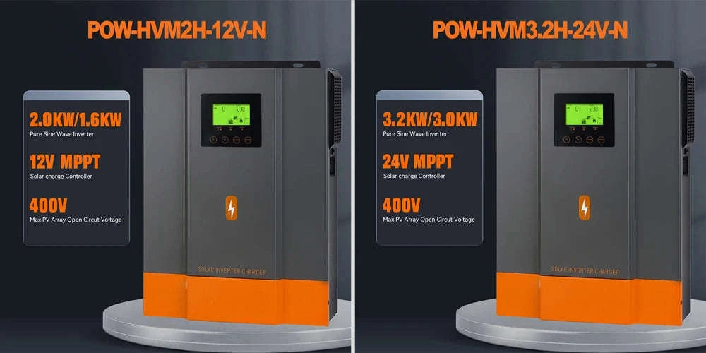 PowMr 3.2KW 24V Hybrid Solar Inverter with 80A MPPT & WiFi-2KVA 12V / 220-240V / france|No WIFI