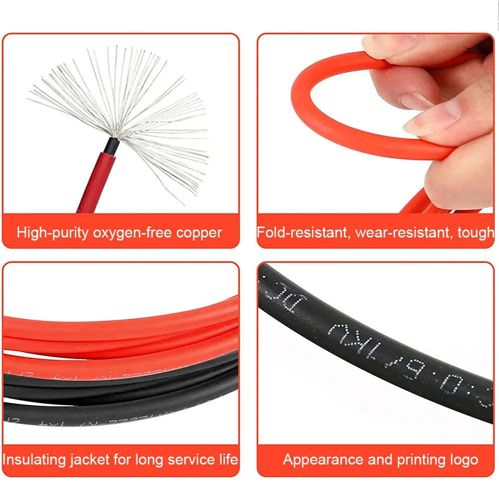 PowMr Black Red 3M 5M 7M 10M 15M 30M Solar Photovoltaic Line 6mm2 10AWG PV Cable with Connectors Solar System PV Extensions Wire-30M BR / United States