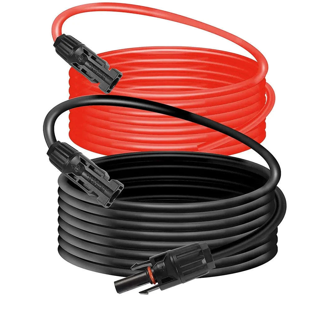 PowMr Black Red 3M 5M 7M 10M 15M 30M Solar Photovoltaic Line 6mm2 10AWG PV Cable with Connectors Solar System PV Extensions Wire-30M BR / United States