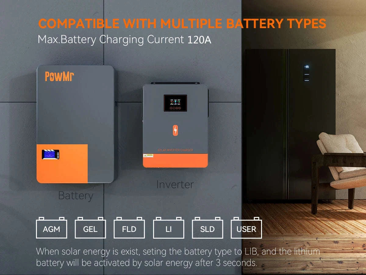PowMr Hybrid Solar Inverter with MPPT Controller-2KVA 12V / 220-240V / france|No WIFI