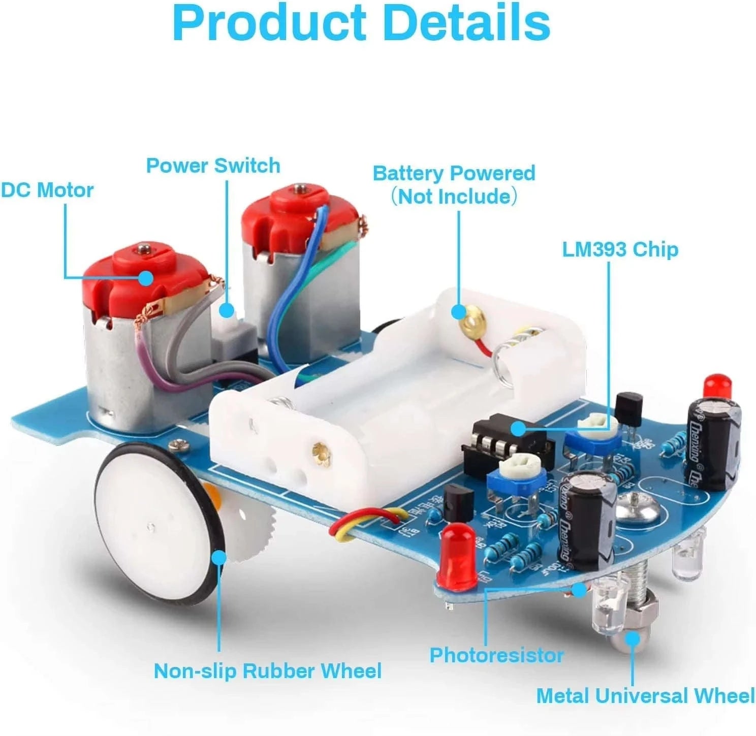 Practice Soldering Electronics Kit: Line-Following Robot-Parts
