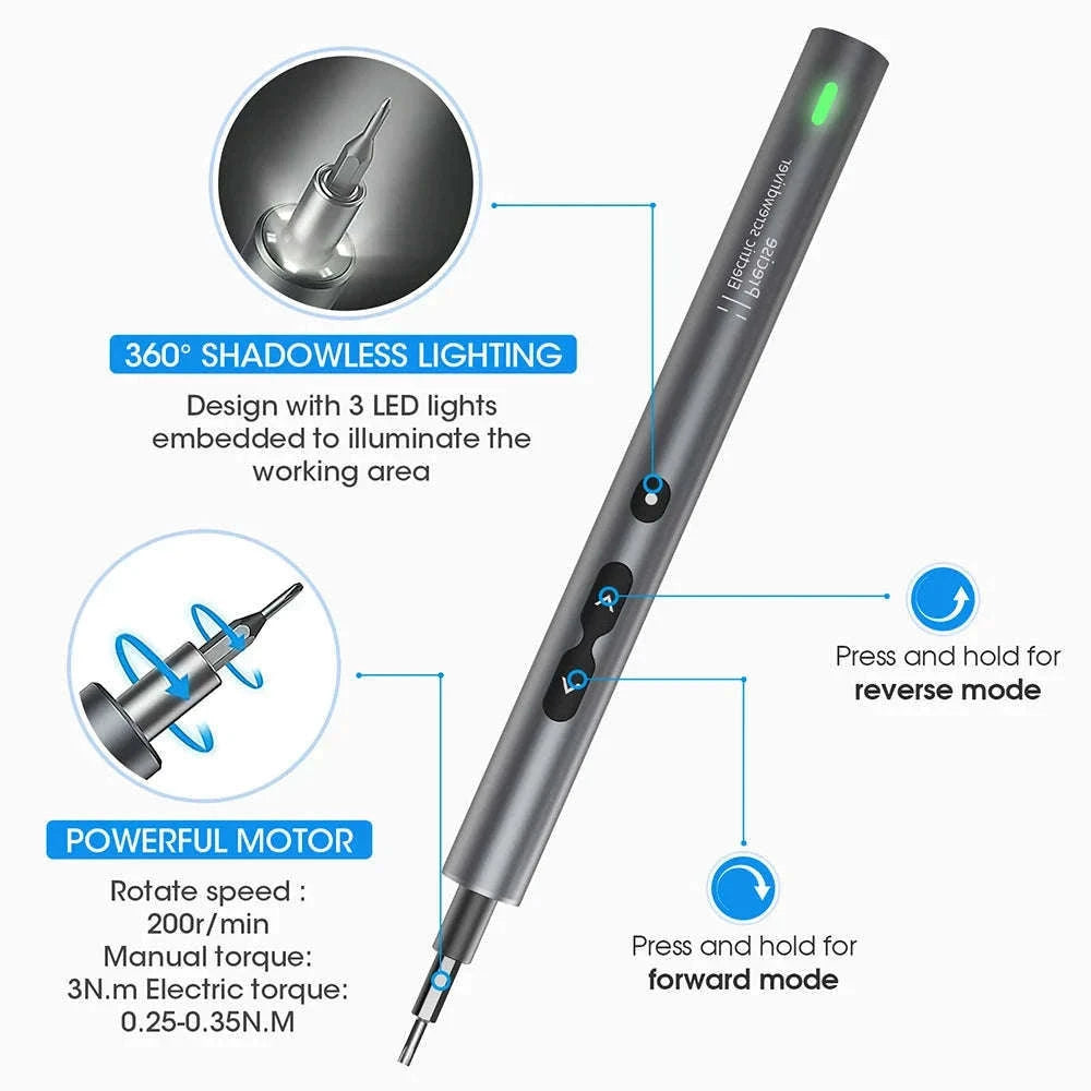 Precision Electric Screwdriver Set for Electronics Repairs-N20 handle 4 bits