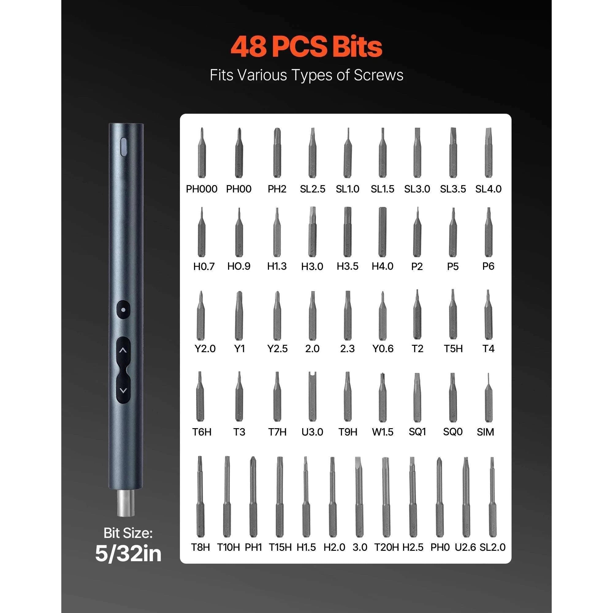 Precision Electric Screwdriver Set with 48 Bits, LED & Fast Charging-350mAh 260RPM / france