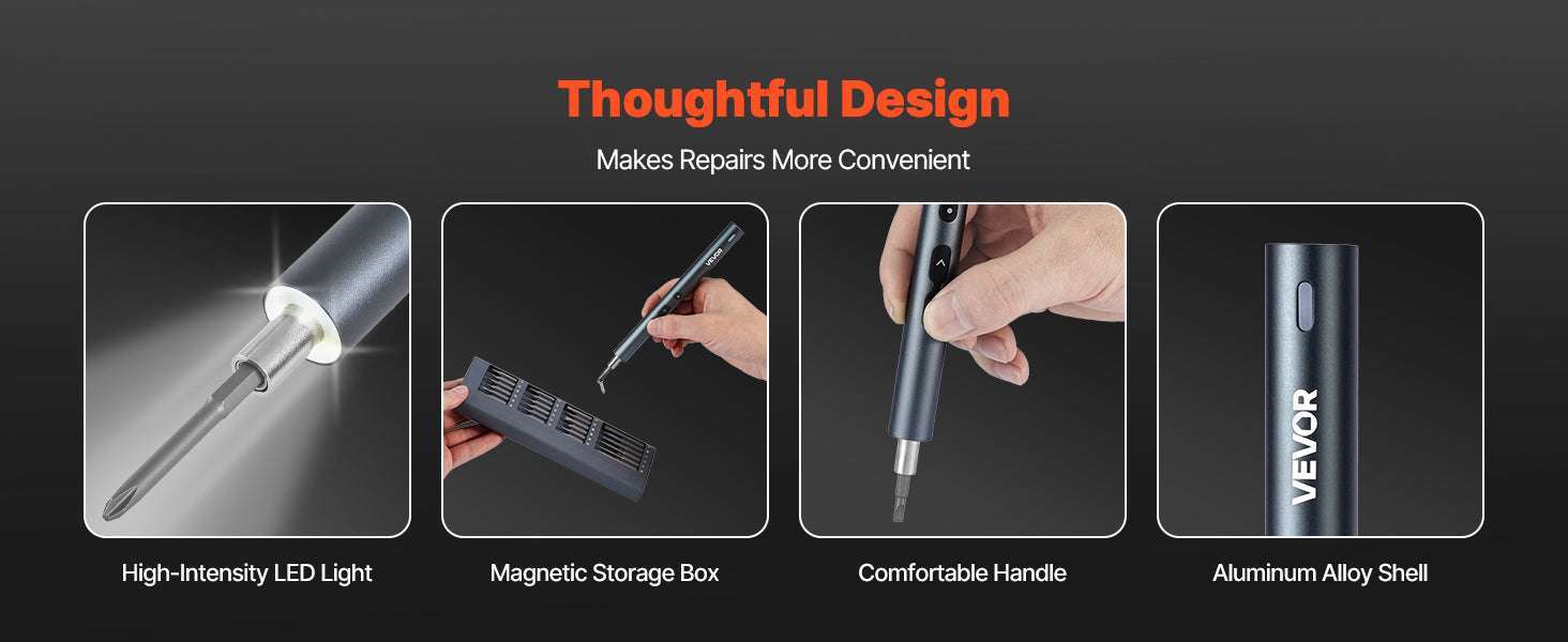 Precision Electric Screwdriver Set with 48 Bits, LED & Fast Charging-350mAh 260RPM / france