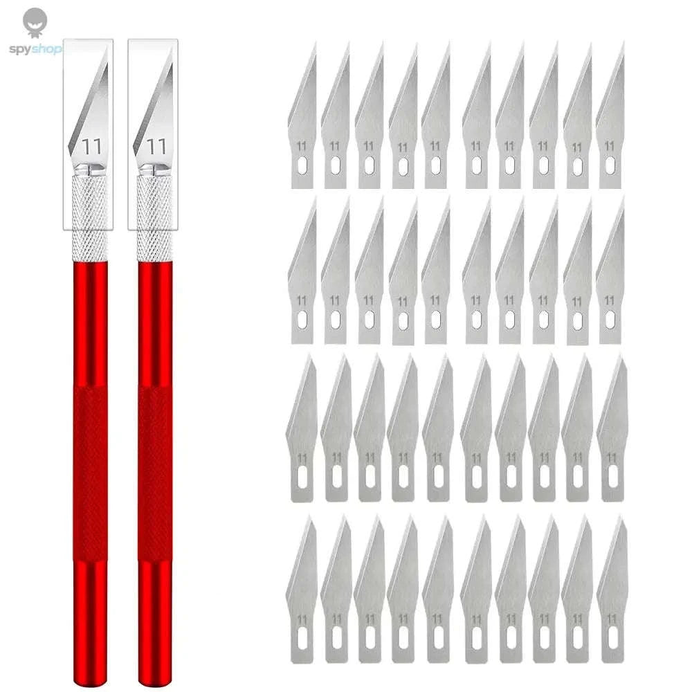 Precision Metal Scalpel Knife Kit-Blue Silver