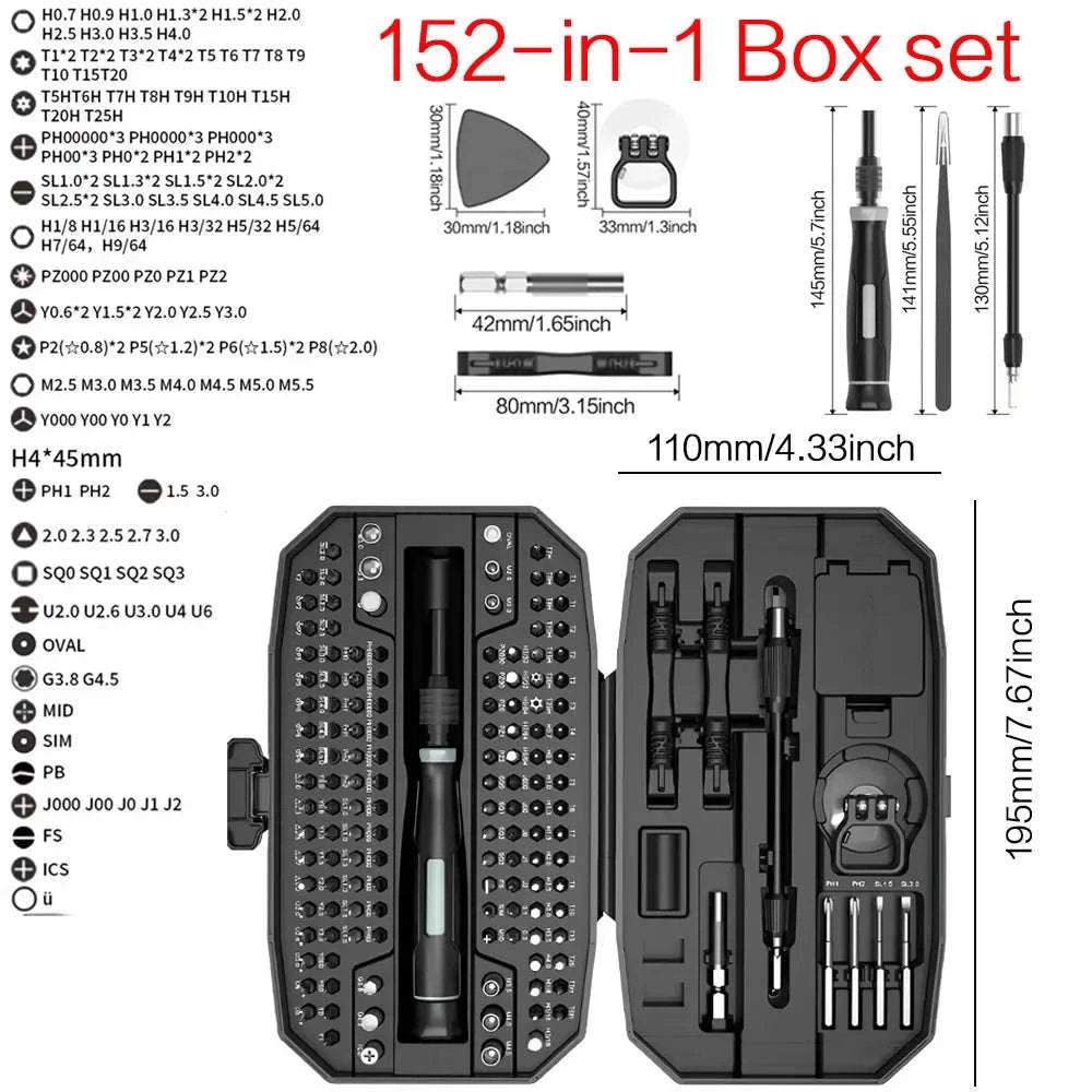 Precision Screwdriver Set 152-in-1 Professional Repair Kit-152 in 1 (black)
