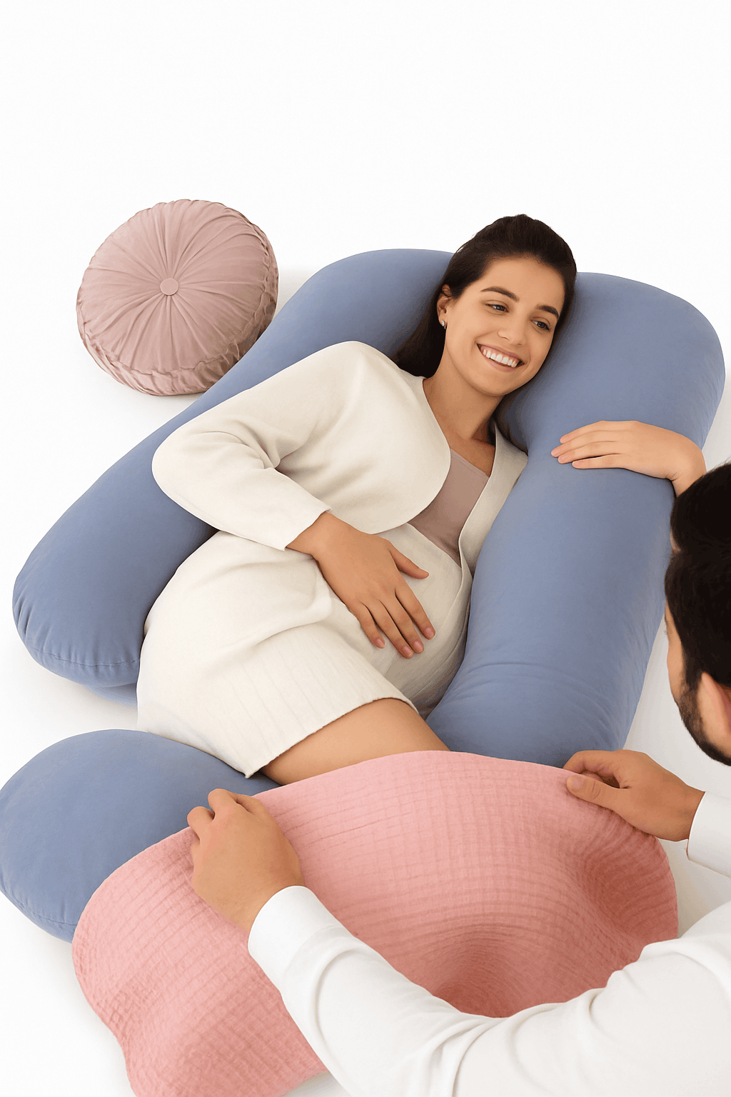Pregnancy G Shaped Full Body Pillow with Removable Cover-Grey / United States