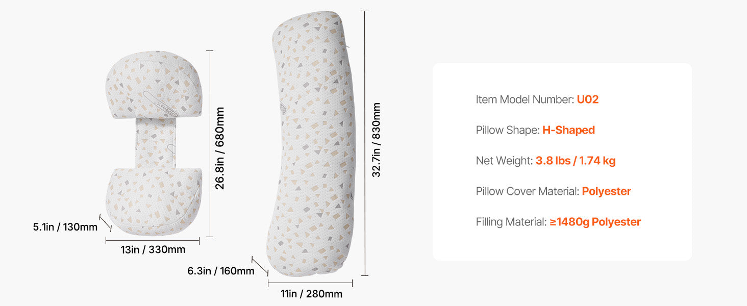 Adjustable Pregnancy Pillow with Washable Cover & Full Body Support