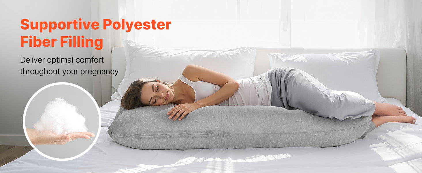 Full Body Pregnancy Pillow with Washable Cover for Better Sleep
