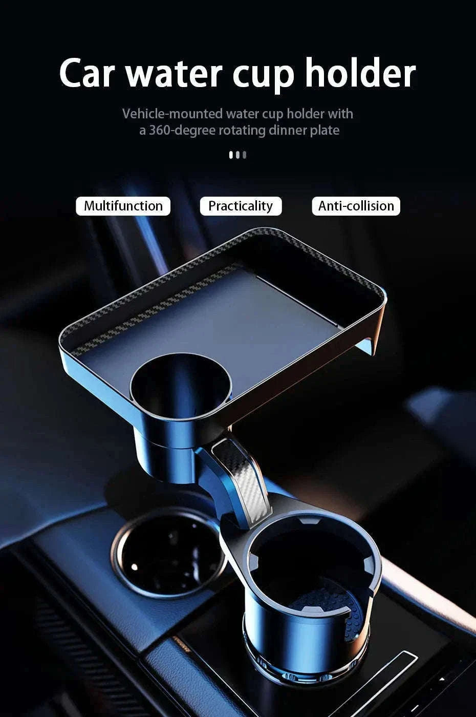 Premium Car Cup Holder Expander with Tray-Small