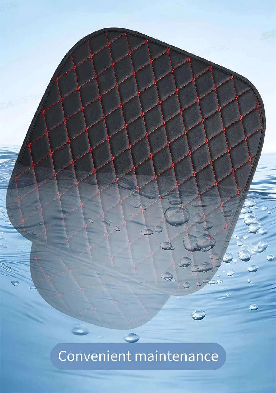 Premium Car Seat Cushion Leather Anti-Slip Breathable Car Seat Protector-Red front 1pc