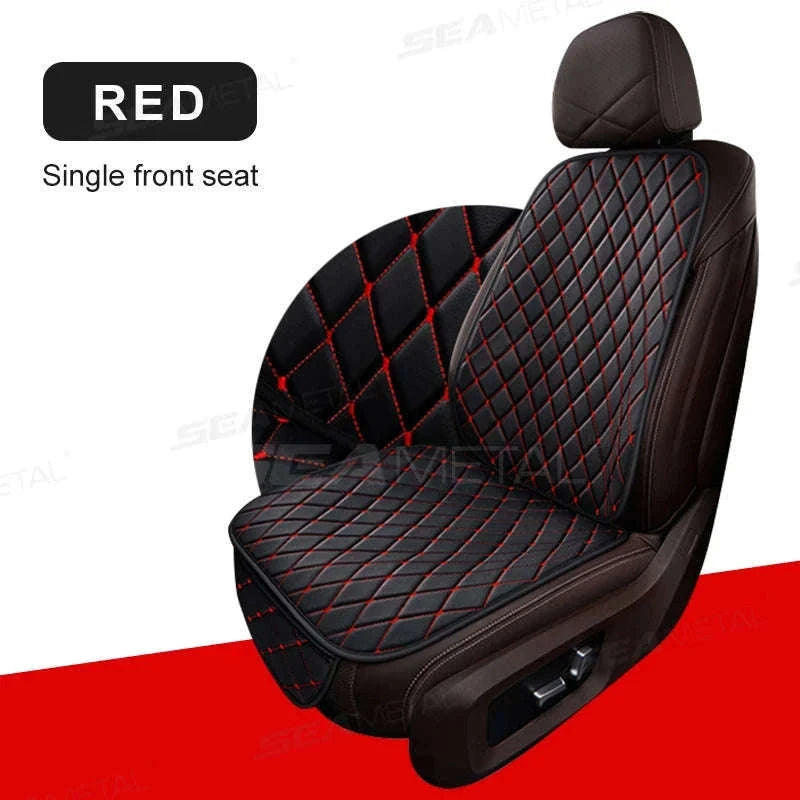 Premium Car Seat Cushion Leather Anti-Slip Breathable Car Seat Protector-Red front 1pc