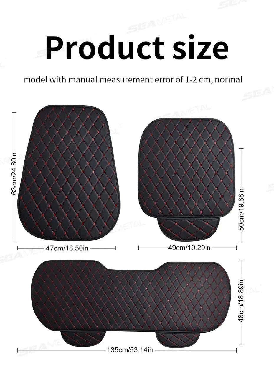 Premium Car Seat Cushion Leather Anti-Slip Breathable Car Seat Protector-Red front 1pc
