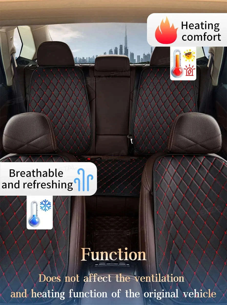 Premium Car Seat Cushion Leather Anti-Slip Breathable Car Seat Protector-Red front 1pc