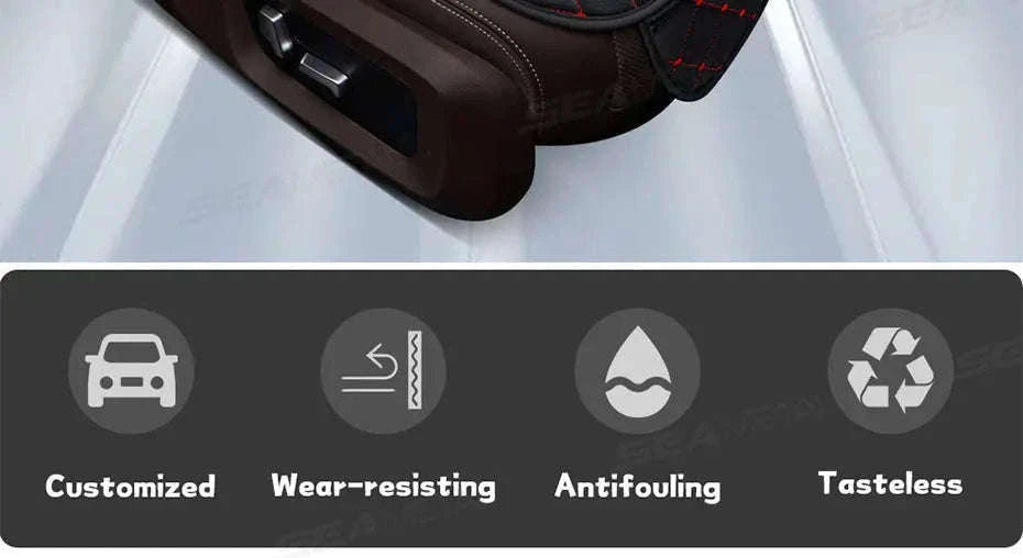 Premium Car Seat Cushion Leather Anti-Slip Breathable Car Seat Protector-Red front 1pc