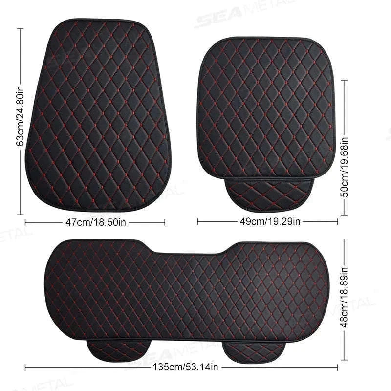 Premium Car Seat Cushion Leather Anti-Slip Breathable Car Seat Protector-Red front 1pc